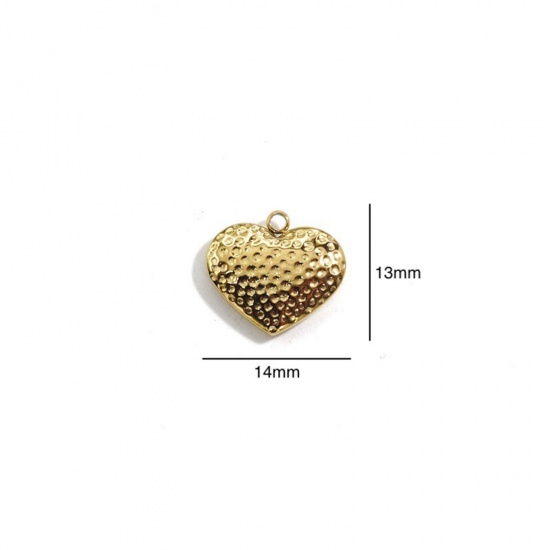 Immagine di 304 Acciaio Inossidabile Charms Cuore Oro Placcato Struttura 14mm x 13mm, 1 Pz