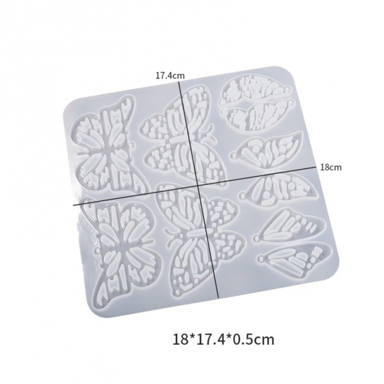 Immagine di Silicone Stampo in Resina per la Decorazione Domestica Fai-Da-Te Rettangolo Farfalla Bianco 18cm x 17.4cm, 1 Pz