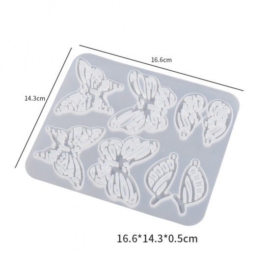 Immagine di Silicone Stampo in Resina per la Decorazione Domestica Fai-Da-Te Rettangolo Farfalla Bianco 16.6cm x 14.3cm, 1 Pz