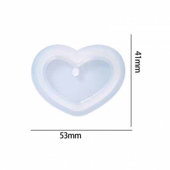 Imagen de Silicona Molde de Resina para la Decoración del Hogar Fabricación de Bricolaje Corazón Blanco 5.3cm x 4.1cm, 1 Unidad
