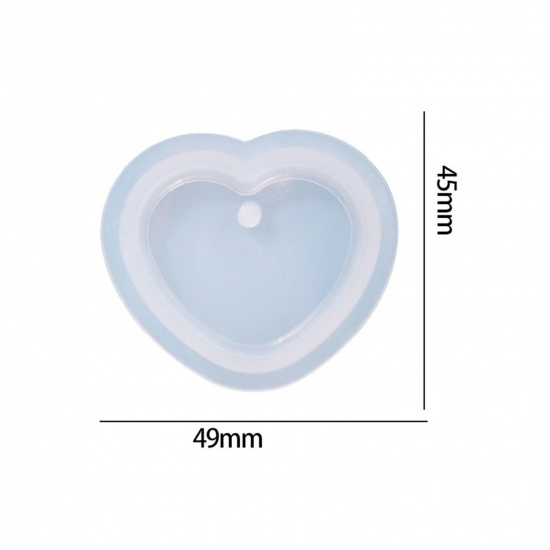 Imagen de Silicona Molde de Resina para la Decoración del Hogar Fabricación de Bricolaje Corazón Blanco 4.9cm x 4.5cm, 1 Unidad
