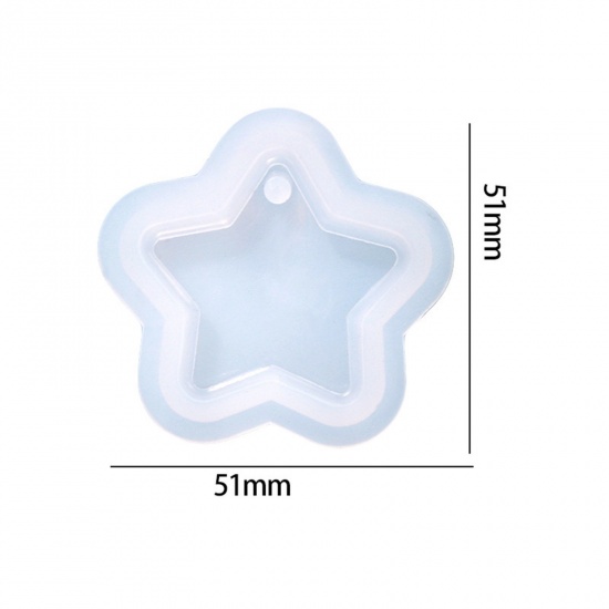 Imagen de Silicona Molde de Resina para la Decoración del Hogar Fabricación de Bricolaje Estrellas de cinco puntos Blanco 5.1cm x 5.1cm, 1 Unidad