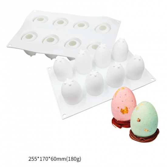 Imagen de Silicona día de Pascua Alimento Pasta Silicona Sugarcraft Clay Molde Huevo de Pascua Blanco 25.5cm x 17cm, 1 Unidad