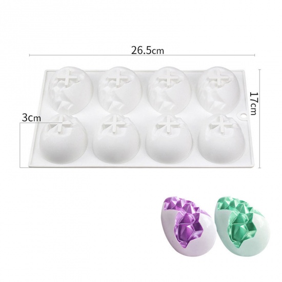 Imagen de Silicona día de Pascua Alimento Pasta Silicona Sugarcraft Clay Molde Huevo de Pascua Blanco 26.5cm x 17cm, 1 Unidad