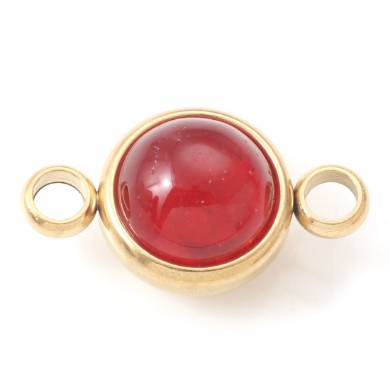 Immagine di Agata Connettore Tondo Oro Placcato Rosso 18mm x 10mm, 1 Pz