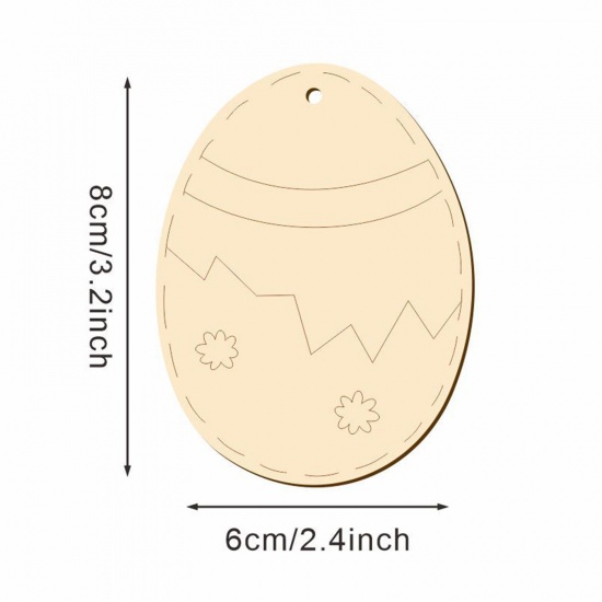 Bild von Holz Ostertag DIY Party Haus hängende Dekoration natürliches Ei 8 cm x 6 cm, 1 Paket (10 Stück/Paket)
