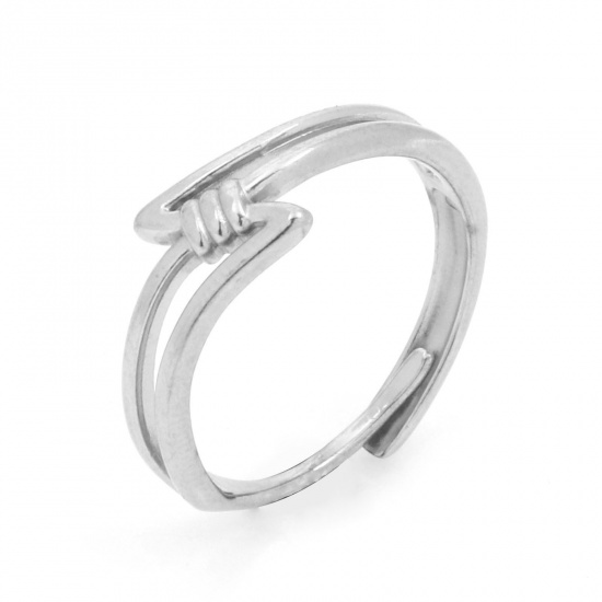 Bild von 304 Edelstahl Stilvoll Offen Verstellbar Ring Silberfarbe 18.5mm（US Größe:8.5), 1 Stück
