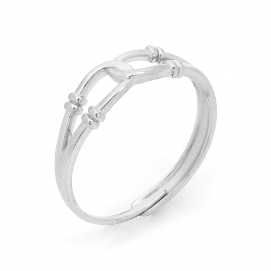 Bild von 304 Edelstahl Stilvoll Offen Verstellbar Ring Silberfarbe 18.9mm（US Größe:9), 1 Stück