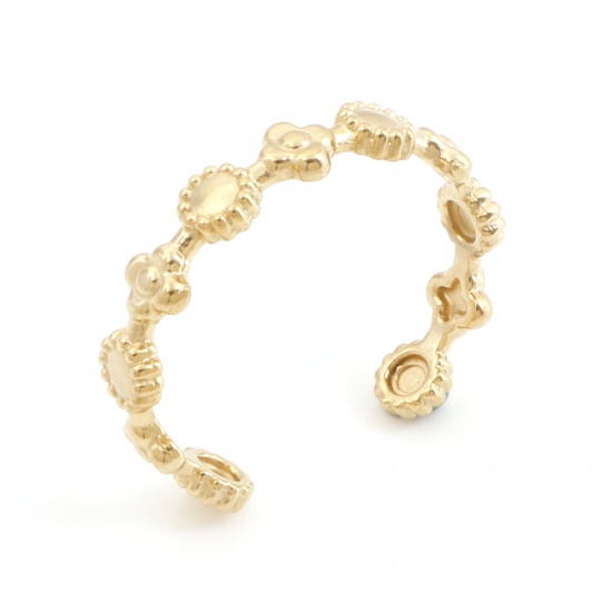 Immagine di 304 Acciaio Inossidabile Galassia Aperto Regolabile Anello Oro Placcato Girasole 17.7mm (taglia di US: 7.5), 1 Pz