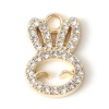 Picture of Zinc Based Alloy Easter Day Charms Gold Plated Rabbit Animal Clear Rhinestone 17mm x 12mm, 10 PCs