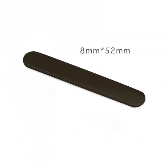 Picture of 304 Stainless Steel Blank Stamping Tags Metal Strips For DIY Open Rings Making Jewelry Findings Rectangle Black Polished Two Sides 52mm x 8mm, 1 Piece