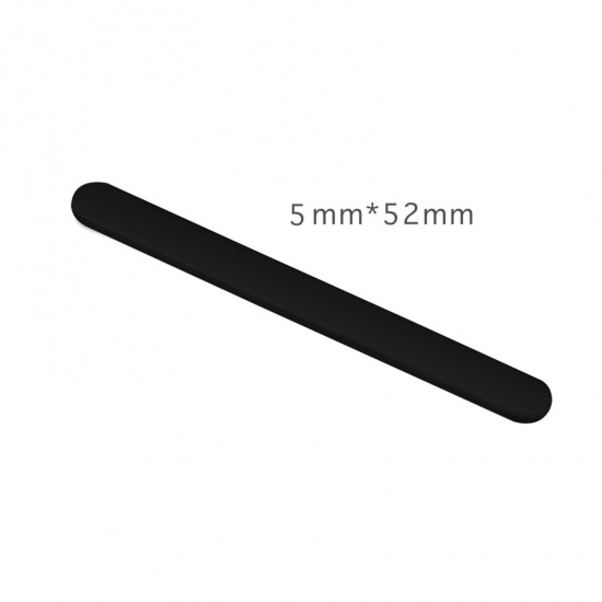 Picture of 304 Stainless Steel Blank Stamping Tags Metal Strips For DIY Open Rings Making Jewelry Findings Rectangle Black Polished Two Sides 52mm x 5mm, 1 Piece