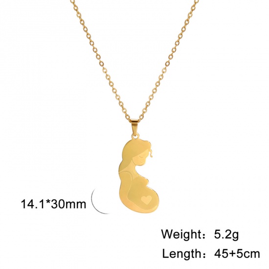 Imagen de 304 Acero Inoxidable Día De La Madre Collares Chapado en Oro Mujer Embarazada 45cm longitud, 1 Unidad