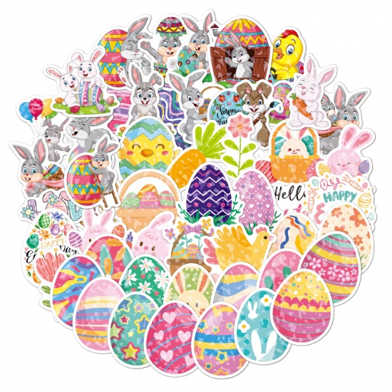 Imagen de Cloruro Polivinílico día de Pascua Multicolor Huevo Conejo Láser 7cm, 1 Paquete ( 50 Unidades/Paquete)