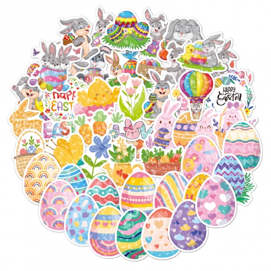 Imagen de Cloruro Polivinílico día de Pascua Multicolor Huevo Conejo Láser 7cm, 1 Paquete ( 50 Unidades/Paquete)