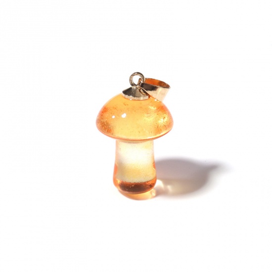 Bild von Muranoglas Charms Pilz Orange 3D 25mm x 15mm, 2 Stück