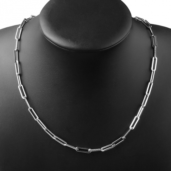 Bild von 304 Edelstahl Büroklammerkette Halskette Silberfarbe 45cm lang, 1 Strang