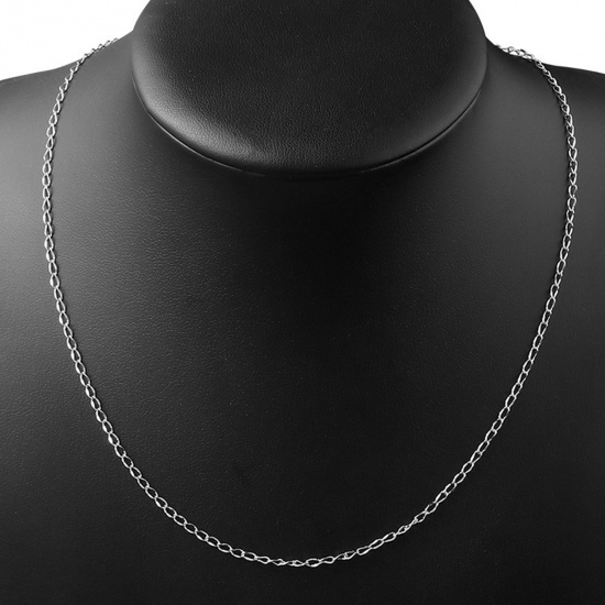 Bild von 304 Edelstahl Textilgliederkette Kette Halskette Silberfarbe 45cm lang, 1 Strang
