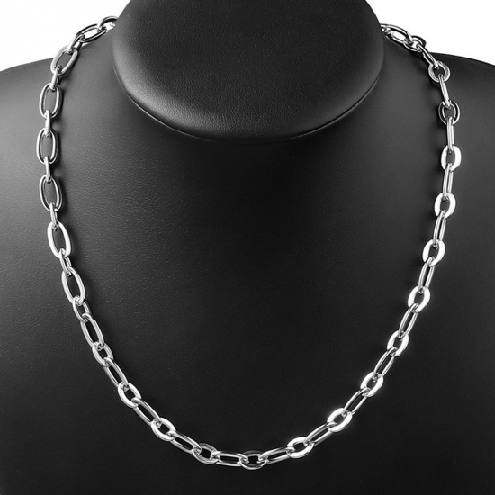 Bild von 304 Edelstahl Büroklammerkette Halskette Silberfarbe 45cm lang, 1 Strang
