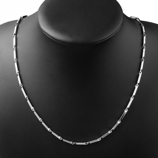 Bild von 304 Edelstahl Gedrehte Stabkette Halskette Silberfarbe 45cm lang, 1 Strang