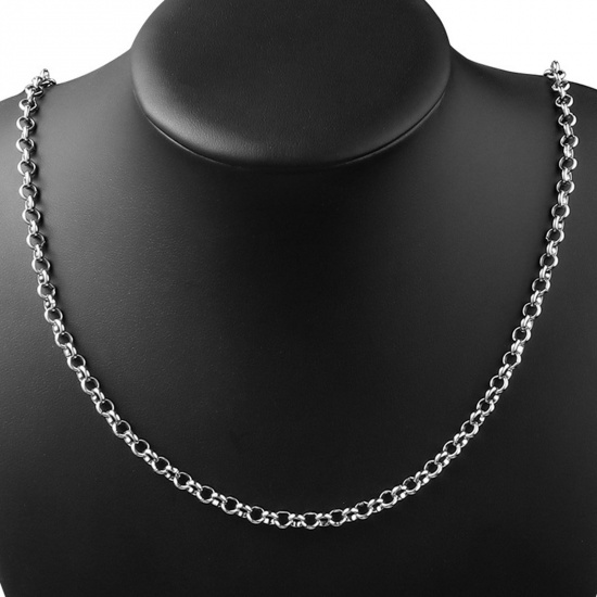 Bild von 304 Edelstahl Erbskette Kette Halskette Silberfarbe 45cm lang, 1 Strang