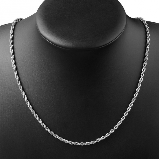 Bild von 304 Edelstahl Zopfkette Kette Halskette Silberfarbe 45cm lang, 1 Strang