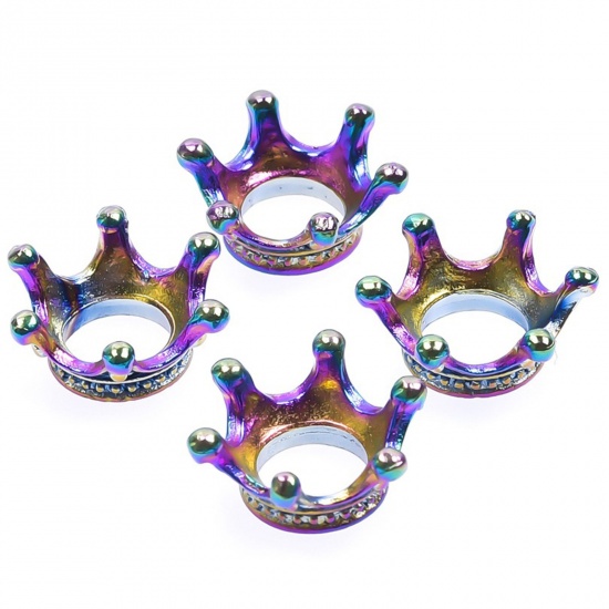 Immagine di Lega di Zinco Charms Corona Colore Arcobaleno Placcato 3D 19mm x 8mm , 5 Pz