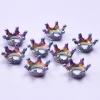 Immagine di Lega di Zinco Charms Corona Colore Arcobaleno Placcato 3D 19mm x 8mm , 5 Pz