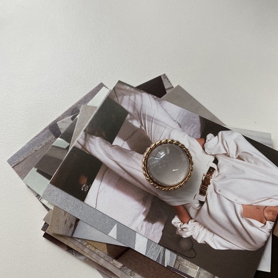 Immagine di Lega di Zinco + Resina Metallo Gambo Bottone Oro Placcato Grigio Tondo 20mm Dia, 2 Pz