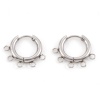 Picture of 304 Stainless Steel Hoop Earrings Round Silver Tone With Loop 20mm x 18mm, Post/ Wire Size: (18 gauge), 1 Pair