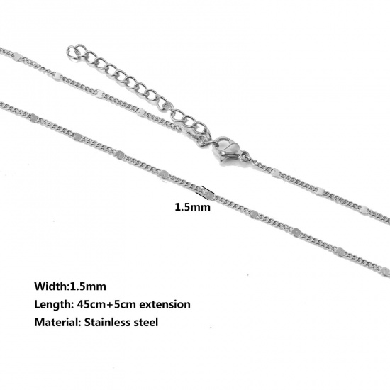 Immagine di 304 Acciaio Inossidabile Strutturato Collana Tono Argento 45cm Lunghezza, Dimensione della Catena 1.5mm, 10 Pz