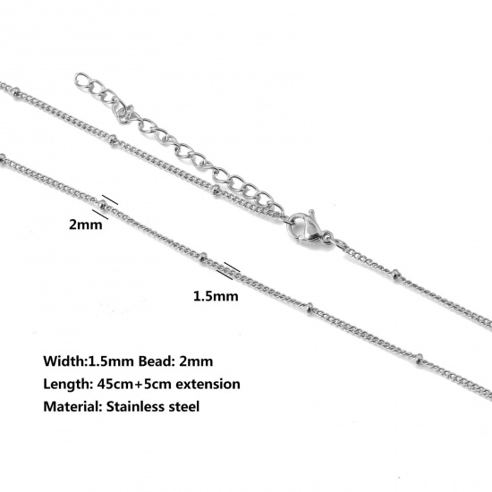Immagine di 304 Acciaio Inossidabile Catena Singolare Collana Tono Argento 45cm Lunghezza, Dimensione della Catena 1.5mm, 10 Pz