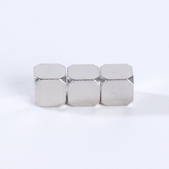 Picture of 304 Stainless Steel Beads Cube Silver Tone 3mm x 3mm, 20 PCs