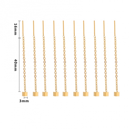 Immagine di 304 Acciaio Inossidabile Catenella a orecchino Oro Placcato 40mm x 3mm, 2 Pz
