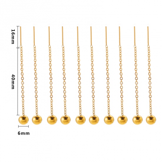 Immagine di 304 Acciaio Inossidabile Catenella a orecchino Oro Placcato 40mm x 6mm, 2 Pz