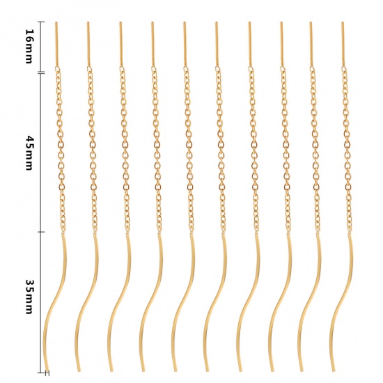 Immagine di 304 Acciaio Inossidabile Catenella a orecchino Oro Placcato 45mm, 2 Pz