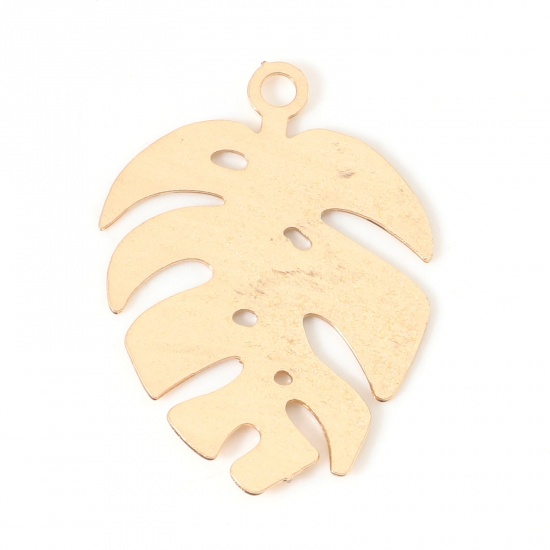 Bild von Iron Based Alloy Charms KC Gold Plated Monstera Leaf 20mm x 14mm, 20 PCs