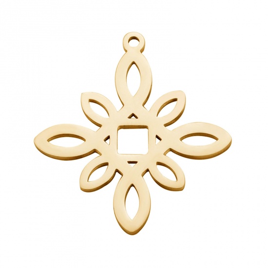 Imagen de 304 Acero Inoxidable Colgantes Charms Nudo Chapado en Oro 28mm x 25.5mm, 1 Unidad