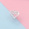 Picture of 304 Stainless Steel Mother's Day Charms Silver Tone Heart Message " Mom " 16mm x 16mm, 1 Piece