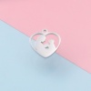 Picture of 304 Stainless Steel Mother's Day Pendants Silver Tone Heart 17mm x 16mm, 1 Piece