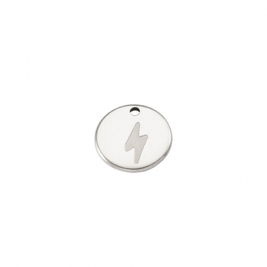 Immagine di 304 Acciaio Inossidabile Charms Tondo Tono Argento Lampo 12mm Dia., 1 Pz