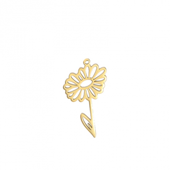 Immagine di 304 Acciaio Inossidabile Charms Fiore Margherita 18K Oro Placcato 13mm x 17mm, 1 Pz