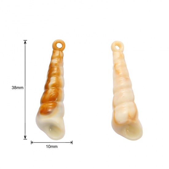 Bild von Acryl Ozean Schmuck Anhänger Strandschnecke Khaki 3.8cm x 1cm, 1 Packung