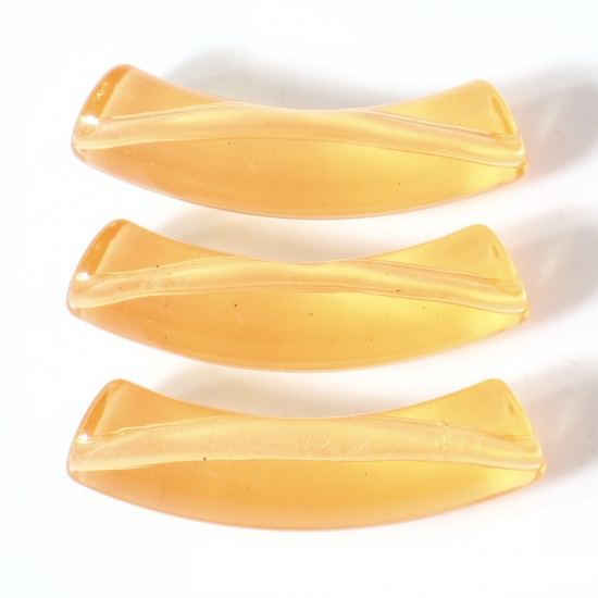 Bild von Acryl Perlen für die Herstellung von DIY-Charme-Schmuck Orange Transparent gebogenes Rohr Bogen ca. 3.3cm x 0.8cm, Loch:ca. 1.4mm, 50 Stück