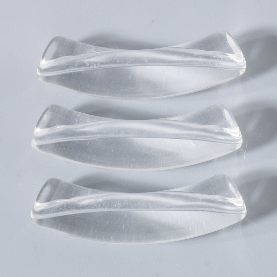 Bild von Acryl Perlen für die Herstellung von DIY-Charme-Schmuck Transparent gebogenes Rohr Bogen ca. 3.3cm x 0.8cm, Loch:ca. 1.4mm, 50 Stück