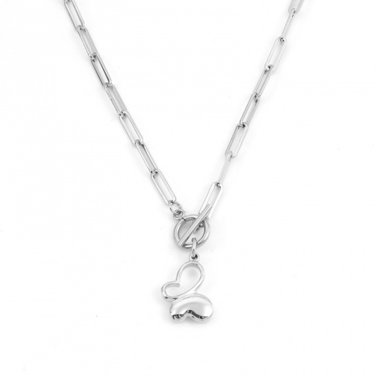 Immagine di 304 Acciaio Inossidabile Elegante Catena a Graffetta Collana Tono Argento Farfalla 49.5cm Lunghezza, 1 Pz