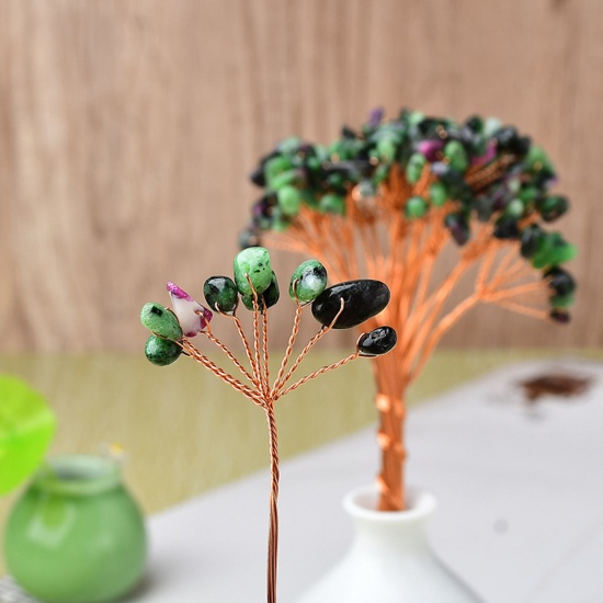 Bild von Rubin-Zoisit (natürlich) DIY handgefertigte Ornamente Dekorationen Chip Beads roter Kupferdraht umwickelt 15 cm lang, 5 Stränge
