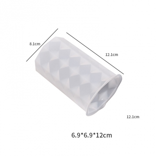 Bild von Silikon Harzform zum Selbermachen von Kerzenseife Zylinder Weiß 12.1cm x 8.1cm, 1 Stück