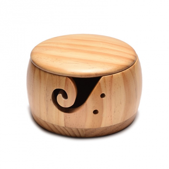Immagine di Legno Scatola Portafilo da Cucito Naturale 15cm x 8cm, 1 Pz