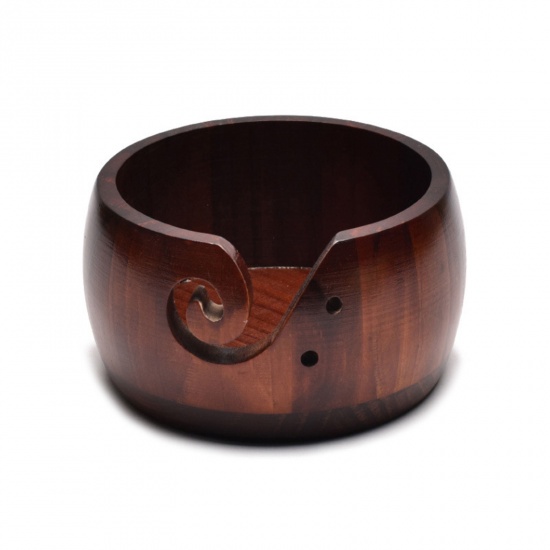 Immagine di Legno Scatola Portafilo da Cucito Colore del Caffè 15cm x 8cm, 1 Pz